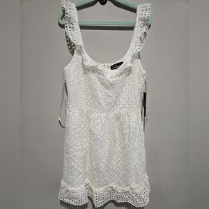 NWT Lulus white eyelet Spring Summer Sleeveless Dress Small